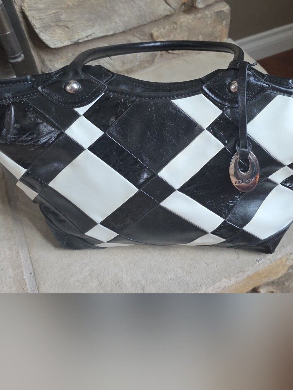 Nine West Vintage Black & White Checkered HOBO